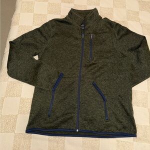 Tailor Vintage Olive Green Full-Zip Jacket with Blue Accents size Large
